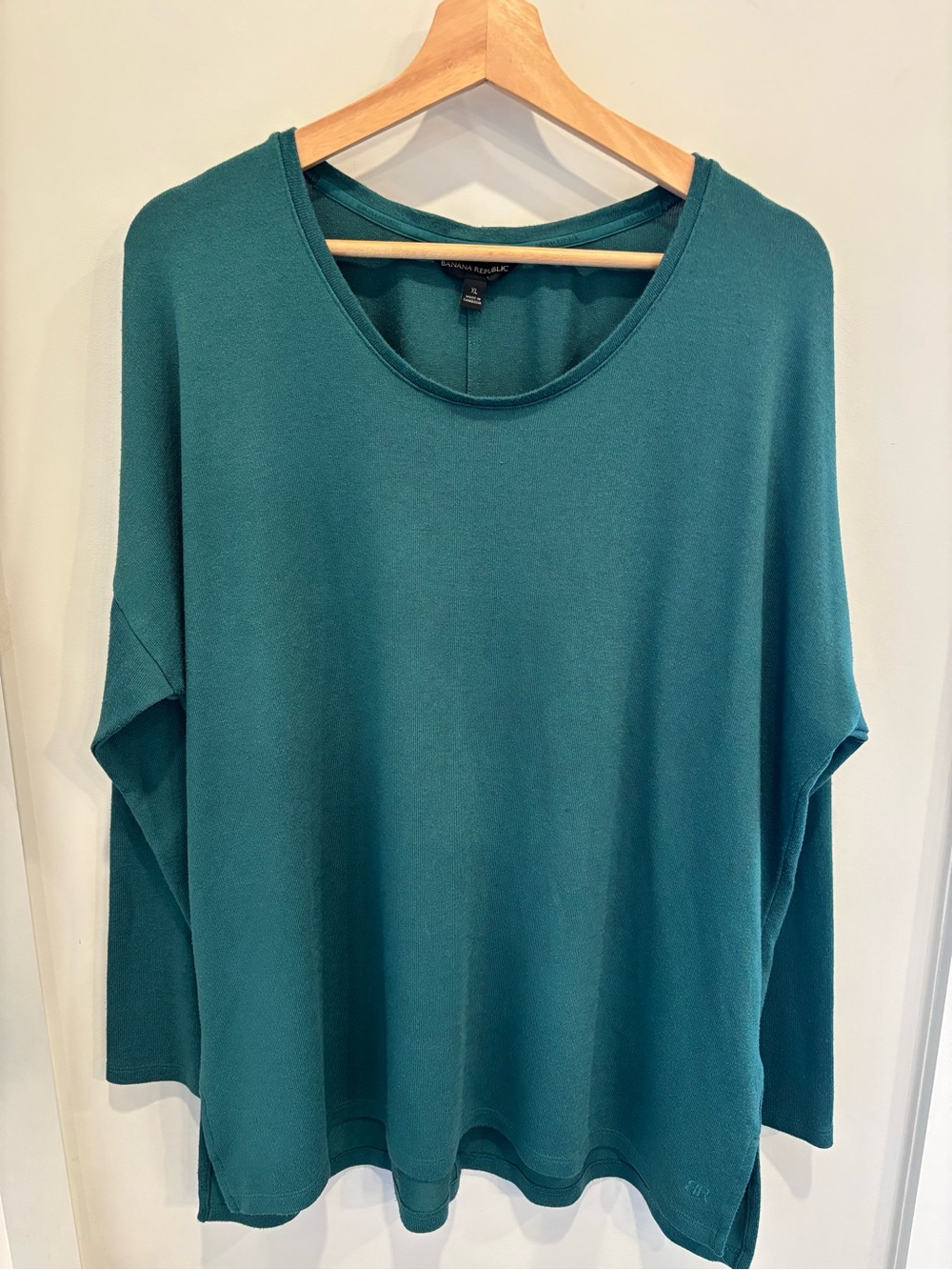 Eileen Fisher Teal Long-Sleeve Relaxed Crewneck Top